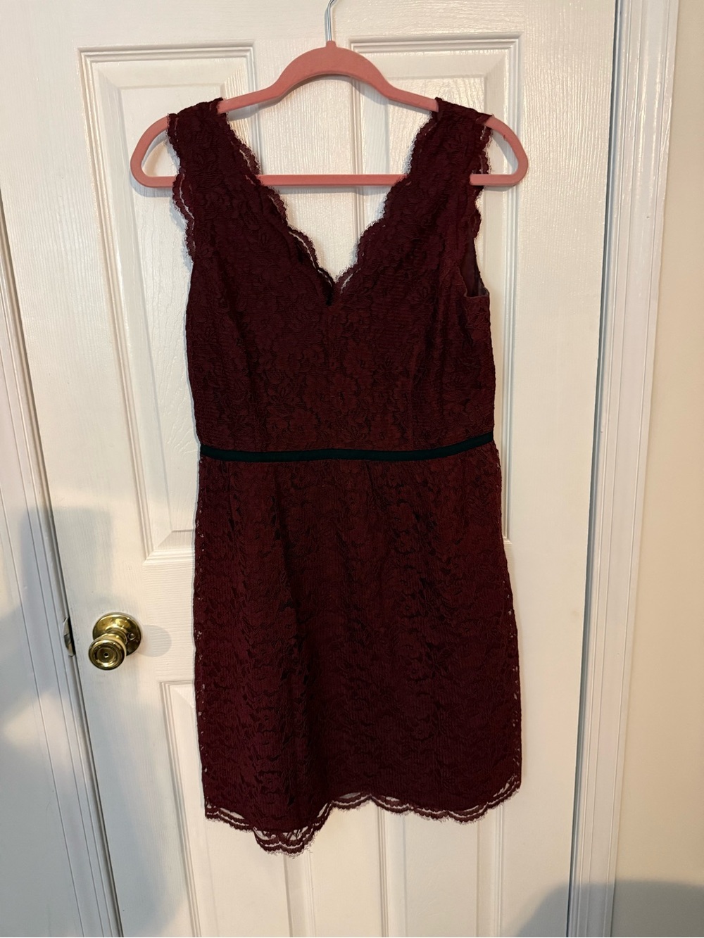 LOFT Burgundy Lace V-Neck Mini Dress